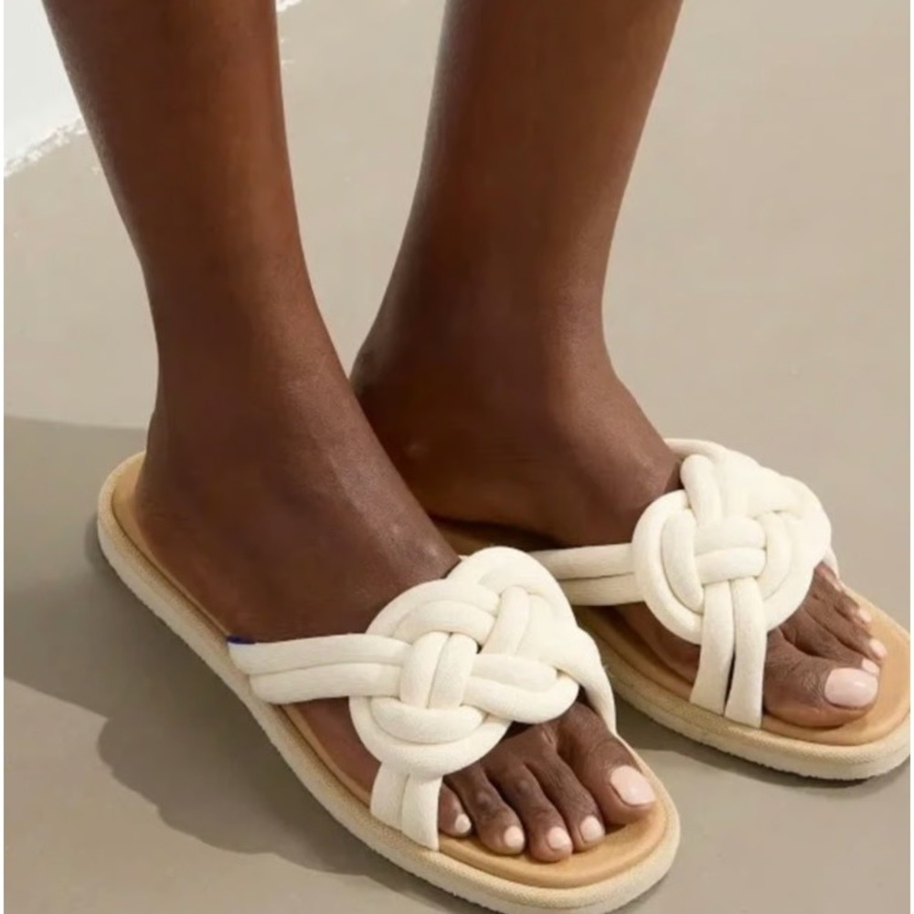 Rothys The Summer Sandal White Sand Braided Slide 191_001_WTSND Womens 9.5 NEW